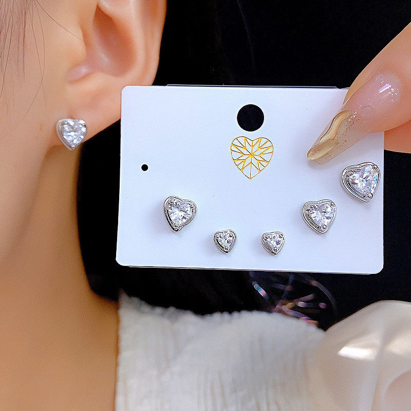 跨境真金电镀甜美简约锆石爱心耳环时尚气质OL通勤耳钉高级感耳饰,饰品/流行首饰/时尚饰品新,耳环,淘宝优惠券,粉丝福利购,淘宝优惠卷