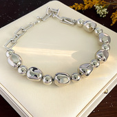 韩国金属风夸张链条小众项链百搭时尚 锁骨链 珍珠颈链简约气质个性