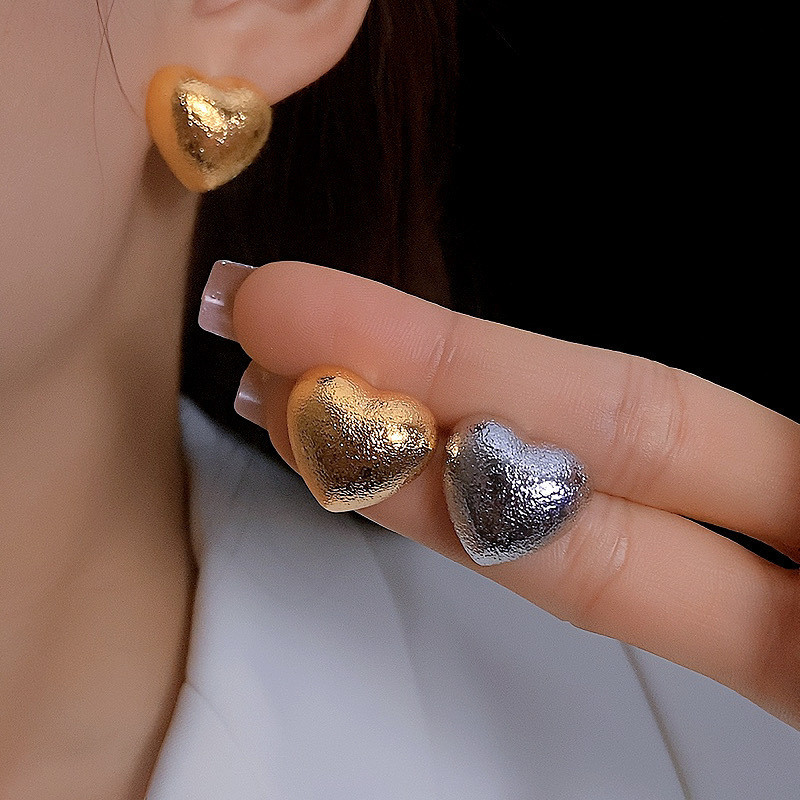 简约爱心几何耳钉女欧美新款时尚