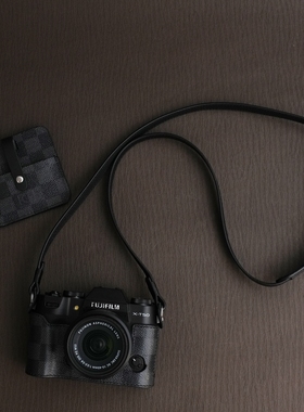 富士XT30/XT50/XT5/XS20/X100VI棋盘格手作真皮皮套保护套底座