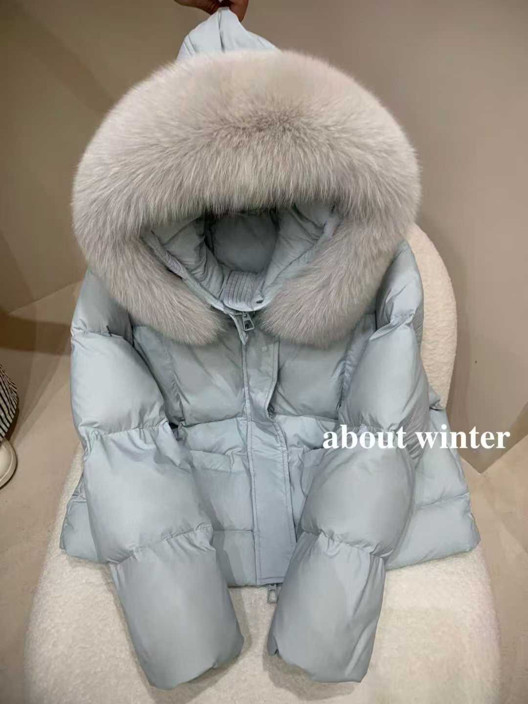 韩系短款狐狸毛连帽羽绒服2025女保暖冬季百搭白鸭绒外套,女装/女士精品,羽绒服,淘宝优惠券,粉丝福利购,淘宝优惠卷