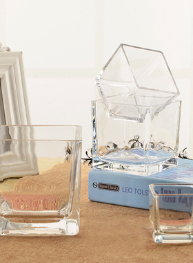 简约创意正方形玻璃瓶 方缸 铜钱草花盆花瓶玻璃器皿水培植物花盆