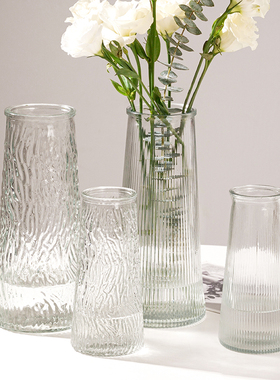 北欧ins风简约玻璃花瓶网红水养鲜花玫瑰插花瓶餐桌客厅摆件装饰