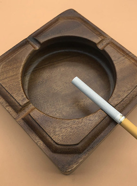烟灰缸胡桃木烟缸创意个性摆件宾馆酒店制防家居摔家用客厅复古