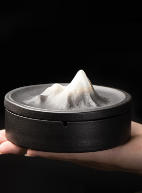 烟灰缸创意个性家用客厅办公室潮流大号中式陶瓷密封防飞带盖