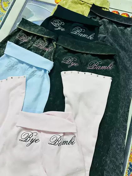 Exported to the Us, High-Quality Foreign Trade Bye Bamb* Heavyweight Pure Cotton Fleece-Lined Low-Waist Slim-Fit Flared Sweatpants for Women