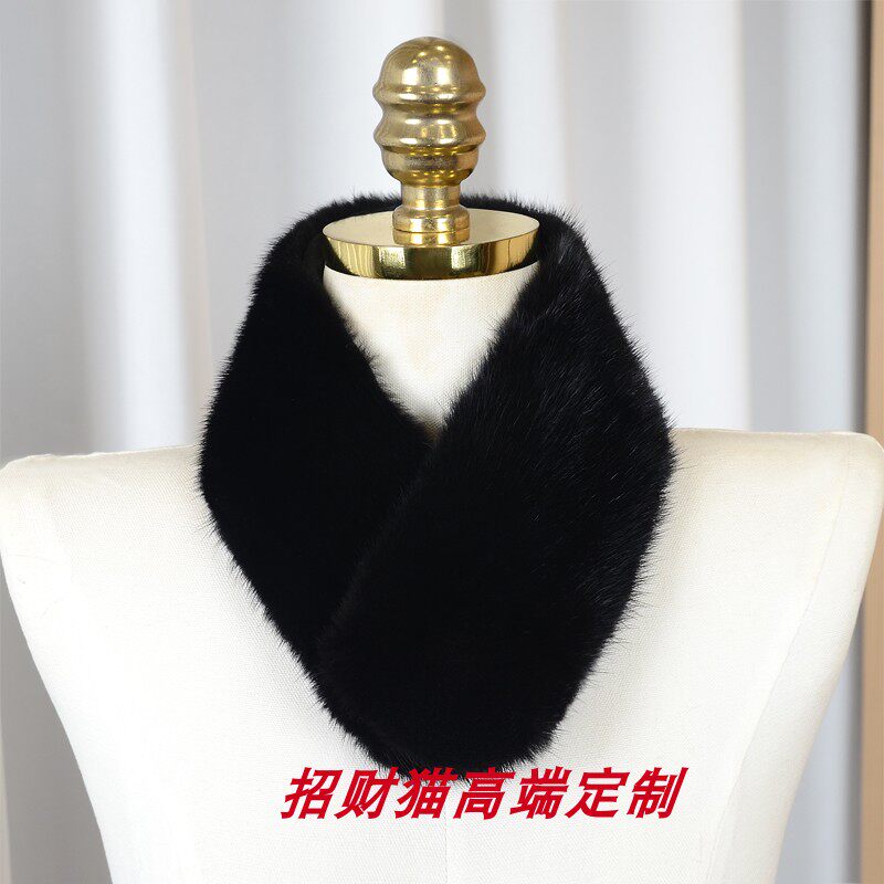 进口水貂毛围巾男女通用围脖时尚冬季保暖夹克大衣真皮毛毛领子