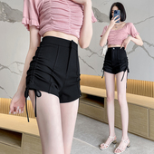 包臀百搭短裤 nis潮女短裤 夏季 新款 两边绑带a字裤 高腰弹力性感热裤