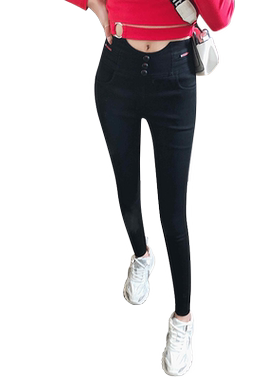 一体绒打底裤女秋冬超高腰小黑裤加绒加大码胖mm魔术裤小脚长裤冬