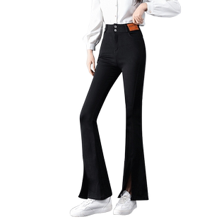 嗽叭裤女长裤夏天微辣喇裤子开叉小嗽喇叭裤女裤前面开叉的裤子薄