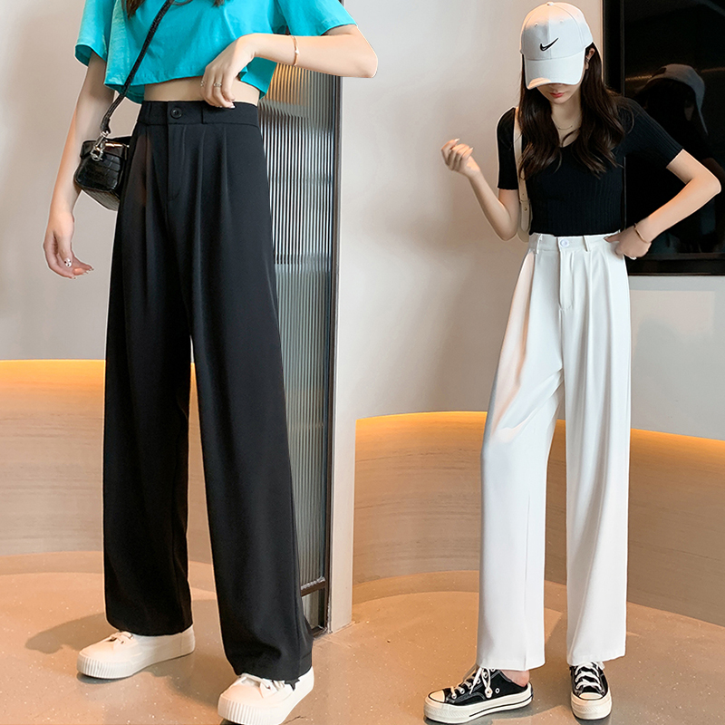 高腰九分垂感阔腿西装裤女