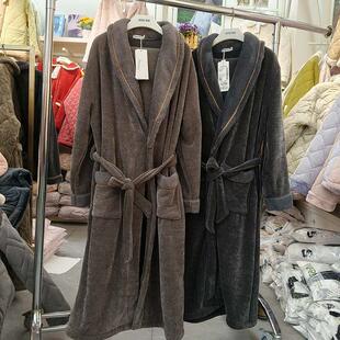 精雅男士睡袍加厚珊瑚绒雪尼尔冬季新款浴袍两件套装睡衣家居服