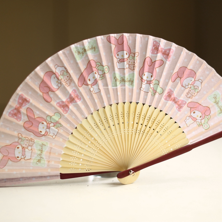 源氏可爱棉麻女扇折扇日本和风kt