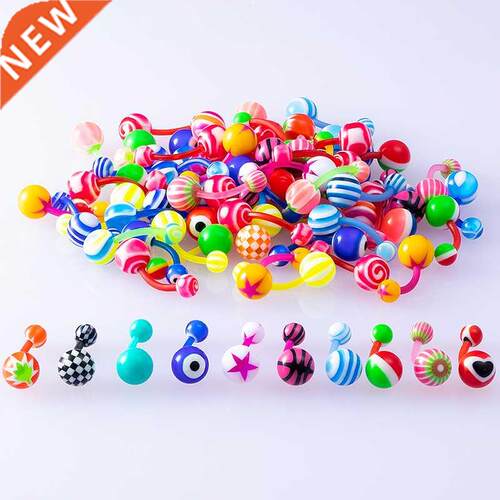 10/20/50pcs Acrylc Navel Stud Colorful Ball Belly Rng Bar