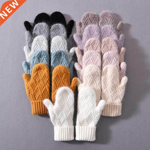 Women Cashmere Knit Mittens High Quality Winter Female Wool