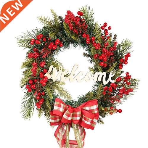 Christmas Wreath With Welcome Sign, For Front Door Wall