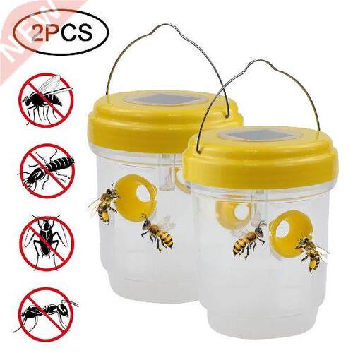2pcs Solar Wasp Trap Waterproof Outdoor Hanging Fruit Fly