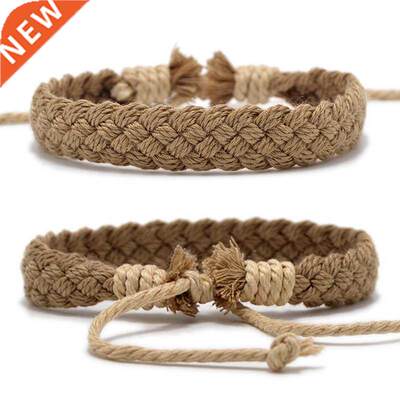 Handmade Vintage Cotton Rope Charm Bracelet for Women Men Br