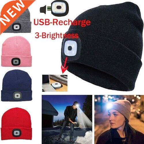 Rechargeable Usb Led Light Beanie Cap Keep Warm In Winter