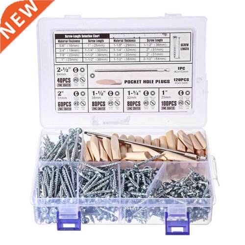 482Pcs 25-64mm Self Tapping Pocket Hole Screw Project Kit SQ