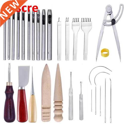 Leather Craft Tools Set With Hole Punch Cutter,Lacing Stitch