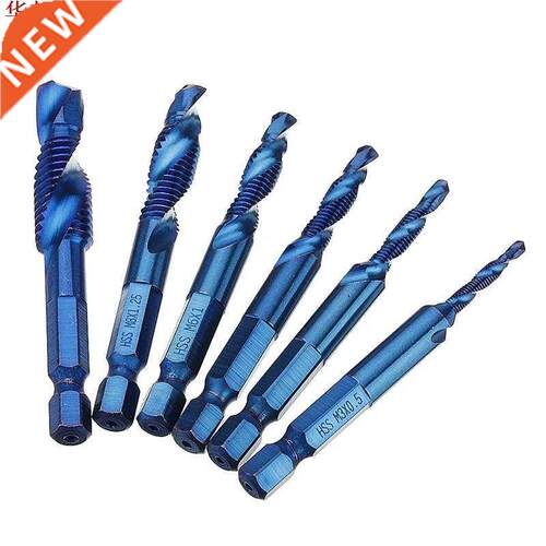 6Pcs M3-M10 Combination Drill Tap Bit Set HSS 6542 Blue Na n