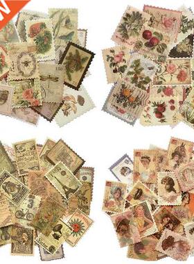 240Pcs Vintage Postage Stamp Stickers, Aesthetic Botanical D