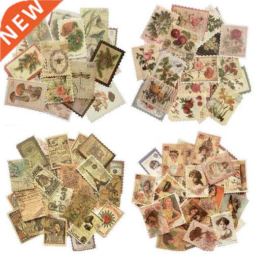 240Pcs Vintage Postage Stamp Stickers, Aesthetic Botanical D