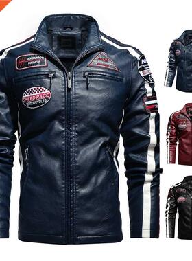 Aliksada Men Autumn Winter New Fashion Motor Biker Leather J