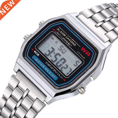 Women Men Unisex Watch Gd Silver Black Vintage LED Digital