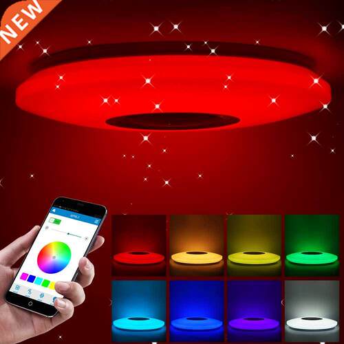 Music Led Ceiling Light Lamp 6-60W RGB Embedded Mount Round