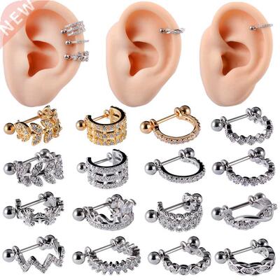 1pcs Surgical Steel Barbell With CZ Hoop Ear Tragus Cartilag
