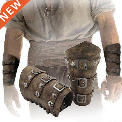 1pair Faux Leather Wide Bracers Lace Up Arm Armor Cuff