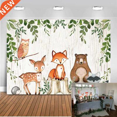 Animals Newborn Baby Shower Photo Background Woodland Birthd