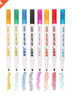 *8pcs/set Double Lines Contour Color Art Pens Markers Pen Ou