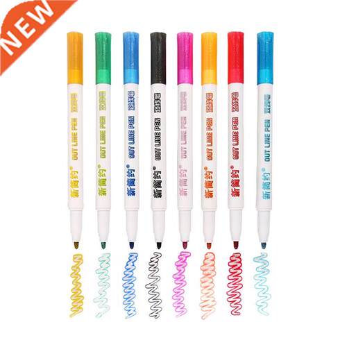 *8pcs/set Double Lines Contour Color Art Pens Markers Pen Ou