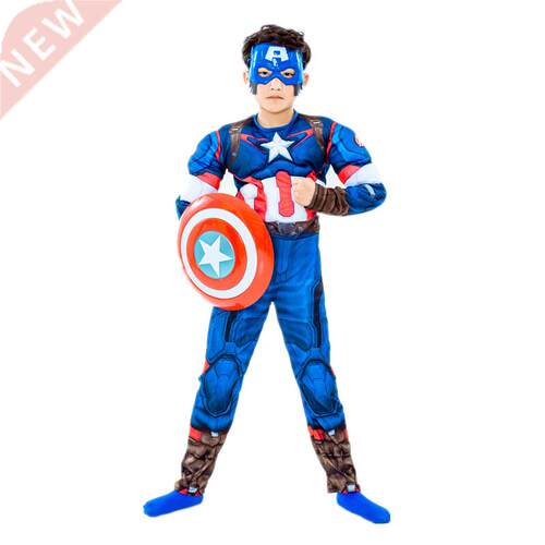 Boys Avengers Costume Kids Captain America Cosplay Jumpsuit