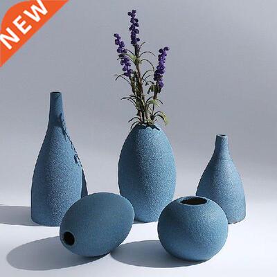 Blue European Modern Frosted Ceramic Vases Flower
