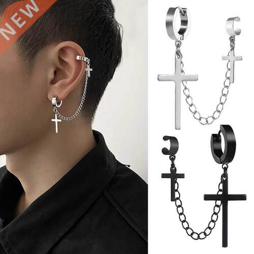 1Pcs Fashion Punk Cross Clip Earring for Teens Women Men Ear