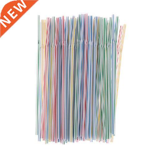 Colorful 100PCS/set 21cm Curved Plastic Drinking Straw
