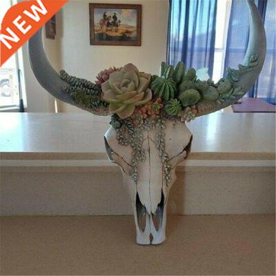 Succulent Flower Cow Skull Wall Decor Nursery Decor Resin