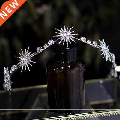 Luxury Bridal Hair Jewelry Star Headpieces Crown Rhinestones