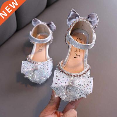 KAMUCC Hot Summer Girls Sandals With Bow Open Toe Diamond Pr