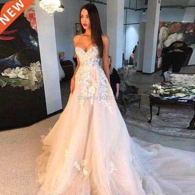 Off Shoulder Champagne Wedding Dresses D Ivory Appliques A