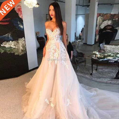 Off Shoulder Champagne Wedding Dresses D Ivory Appliques A