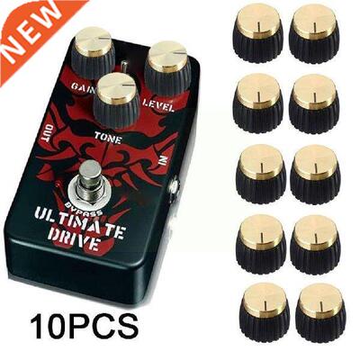 10Pcs Guitar AMP Amplifier Knobs Push-on Black+Gold Cap For