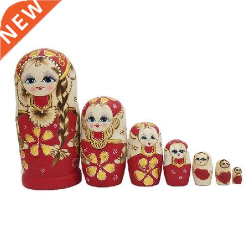 7pcs Russian Nesting Dolls Wooden Matryoshka Toys for