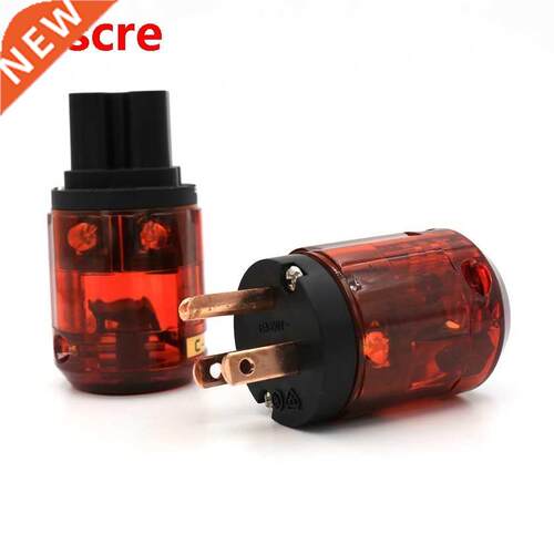 Pair P-046 Pure Red-Copper US Power Plug + C-046 IEC Connect