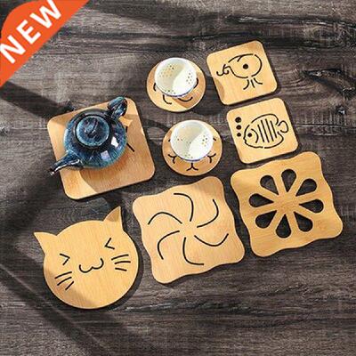 Kitchen Bamboo Hollow Wooden Coaster Thick Table Mat