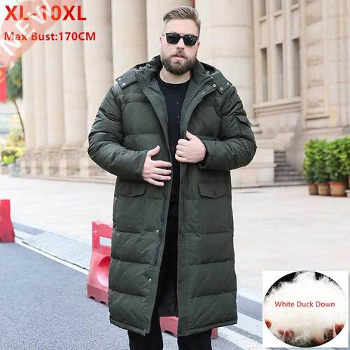 Extra Long Winter White Down Jacket Men 2020 86% Black Cargo